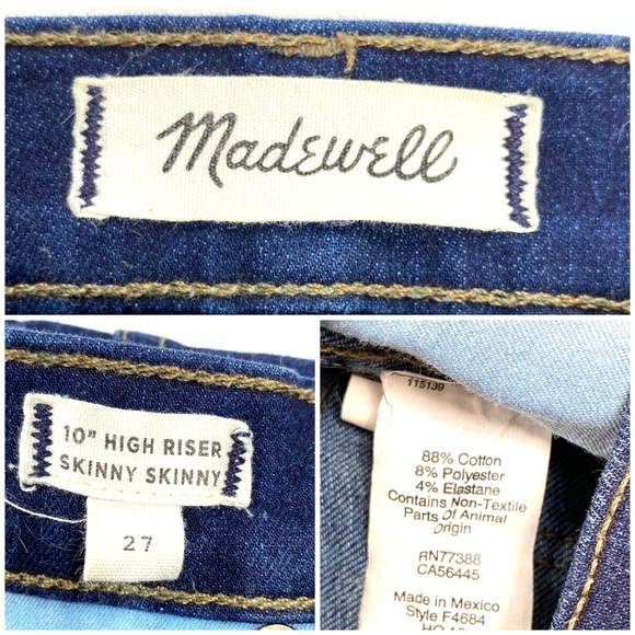 MADEWELL 10” High Rise Skinny Skinny Jeans in Hayes Wash Style F4684 - Picture 7 of 9